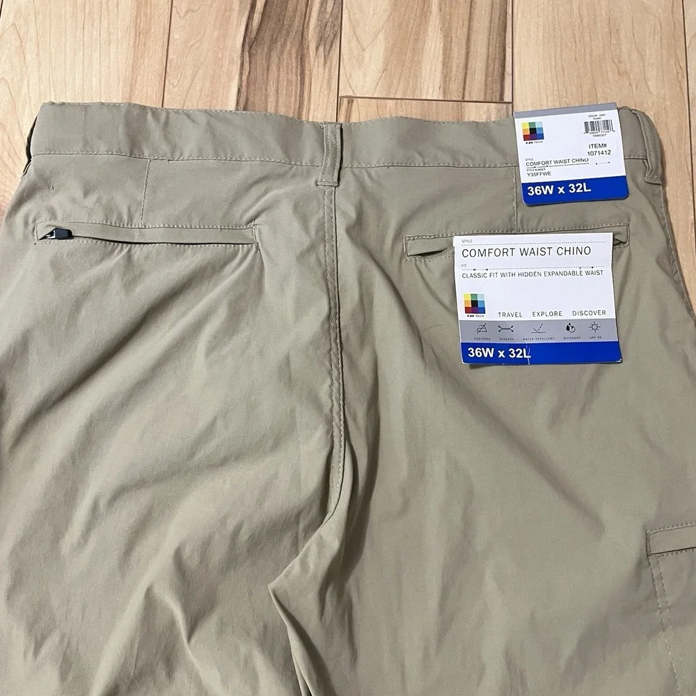 NWT UB TECH Men's Flex Waist Chino Pant Sz 36X32  Khaki Classic Fit Technical